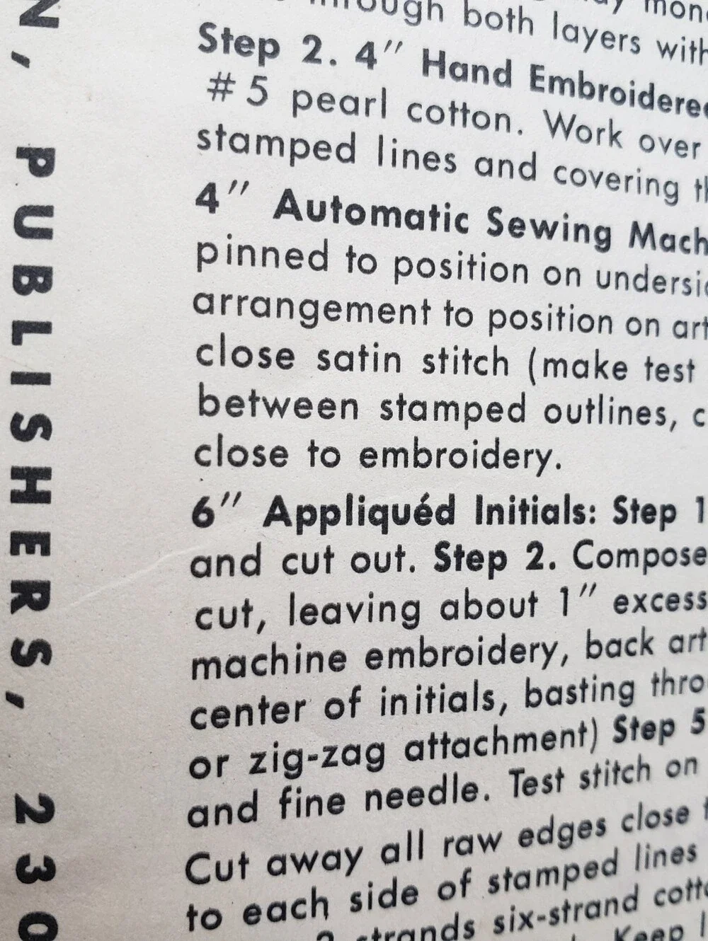 Vintage 1964 Monogram Transfer Pattern, Uncut #7313